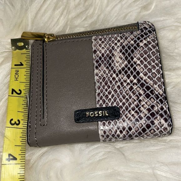 Sold 😀Fossil logan Zip small RFID Blocking snakeskin bifold wallet - Picture 8 of 10